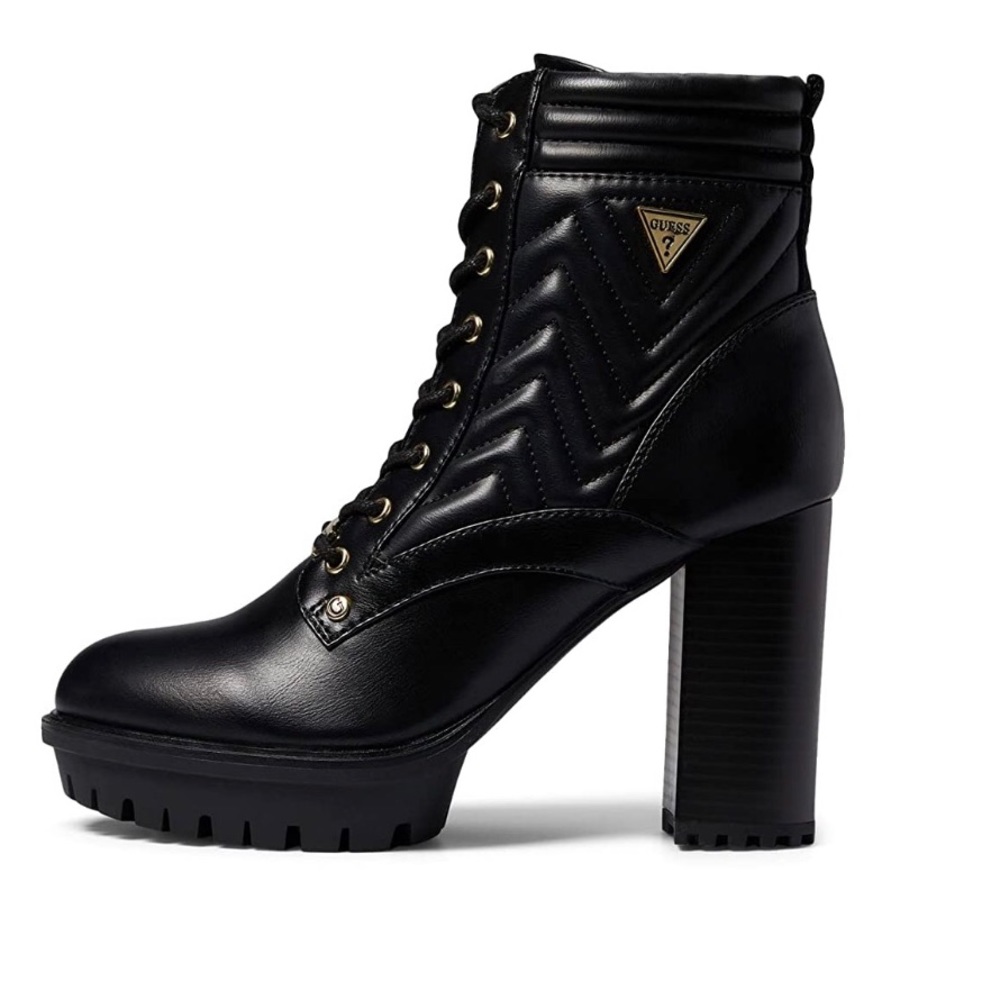 GUESS black Boots with laces and platform heel Manners Sz 10 - Picture 4 of 14